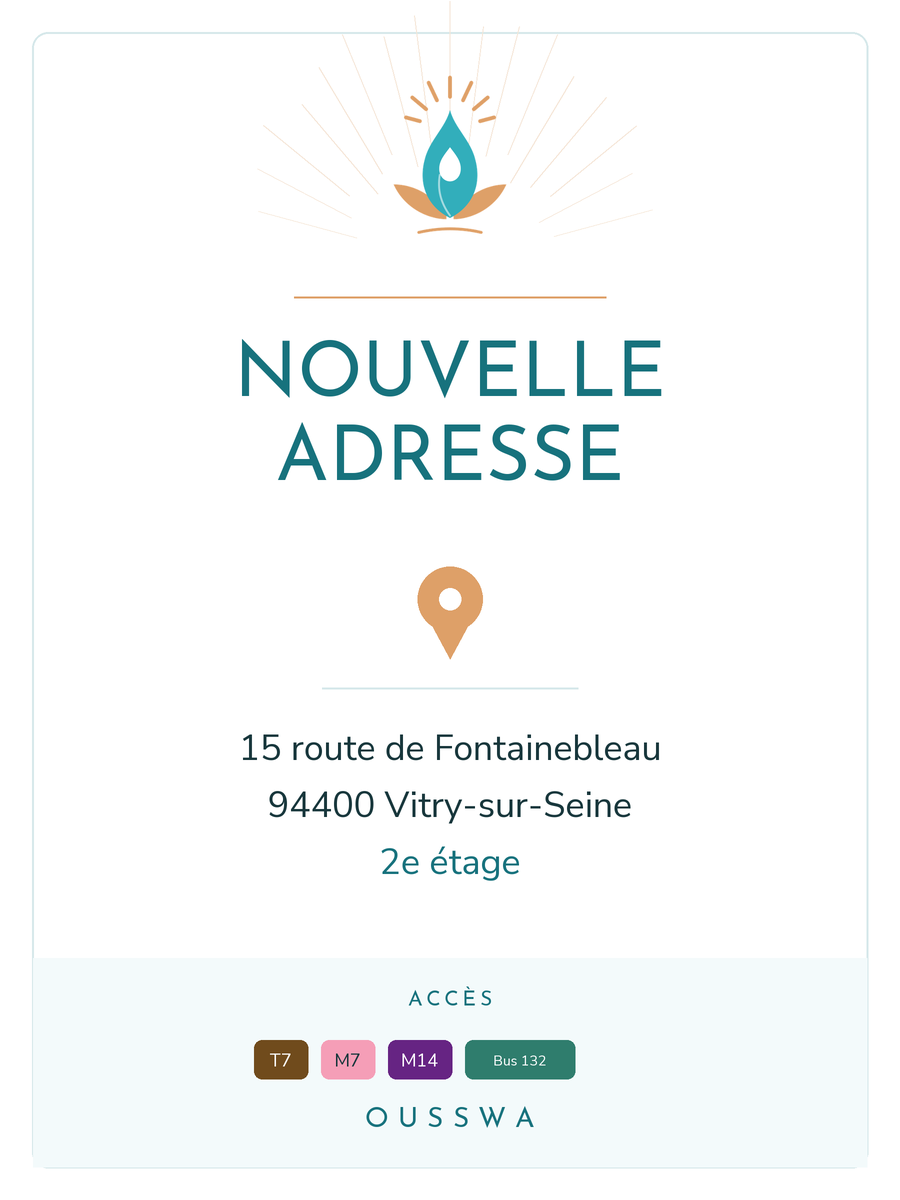 Affiche : Nouvelle adresse du centre Ousswa